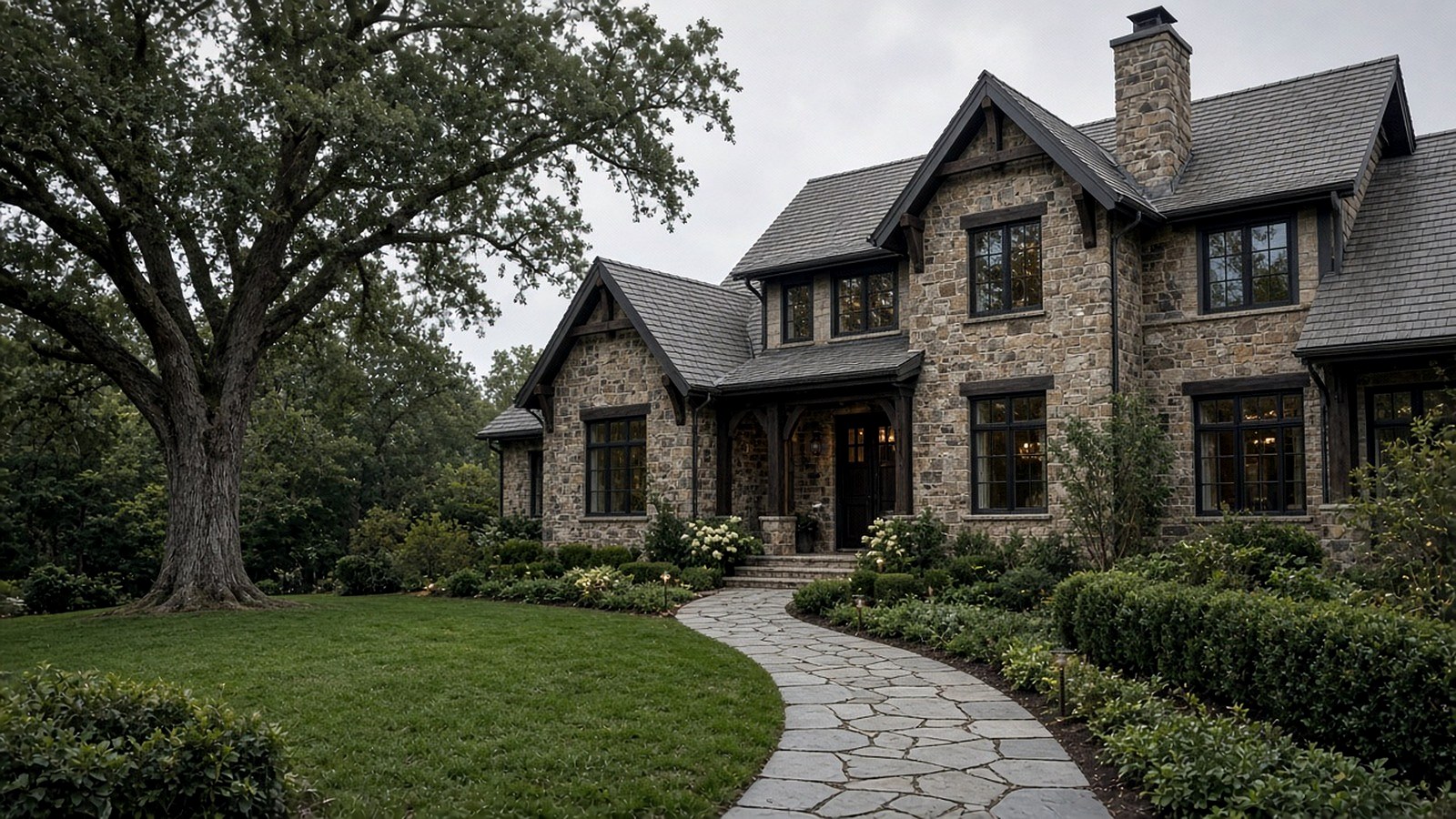 The same yard in daylight